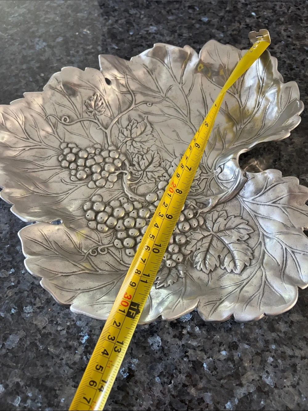 Arthur Court Sand Cast Aluminum Platter Grape Leaf Pattern Vintage 1993
